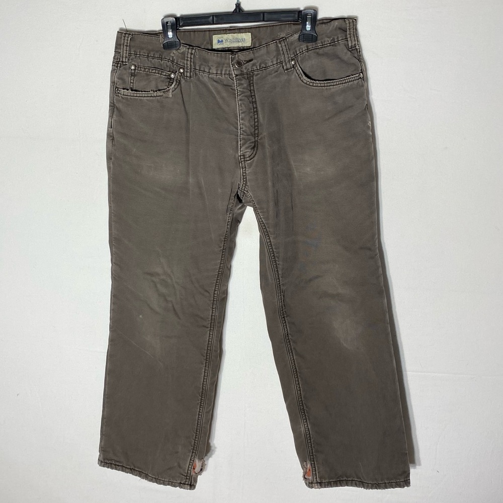 Wind River Distressed Brown Insulated Canvas Work Pants 38 Utility Gorpcore